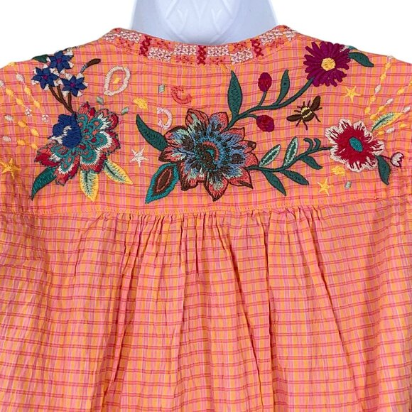 Johnny Was Workshop Olinda Puff Sleeve Effortless Blouse Embr Florals XS NWT - Picture 7 of 12